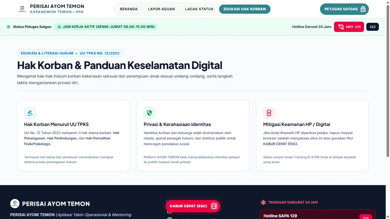 Halaman Edukasi Hak Korban & Panduan Keselamatan Digital