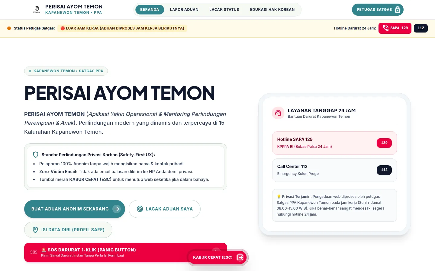 PERISAI AYOM TEMON | Platform Pengaduan Kekerasan Perempuan & Anak Kapanewon Temon