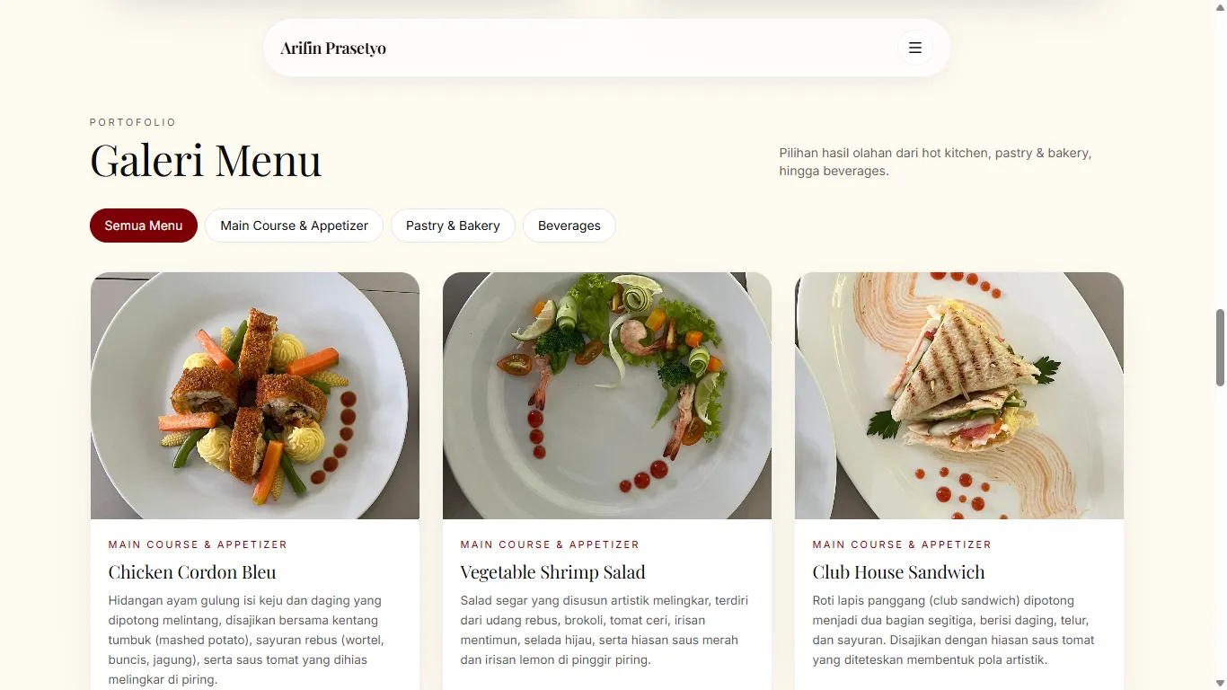 Tampilan Galeri Menu Hidangan Kuliner Unggulan